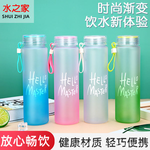 Water House Gradient Frosted Plastic Water Bottle 500Ml Screw-On Cap Portable Outdoor Sports Travel Use - Product Image 3