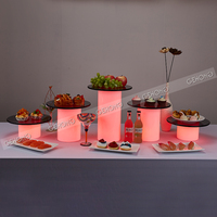 Support de lampe LED cylindrique en acrylique, présentoir à dessert, buffet moderne, vitrine à gâteaux, stand à cupcakes pour mariage, fête, restaurant, USB