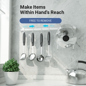 Supports de rangement muraux en métal auto-adhésifs robustes outil de nettoyage organisateur de <span class=keywords><strong>balai</strong></span> pour <span class=keywords><strong>cuisine</strong></span> jardin blanchisserie - Product Image 5