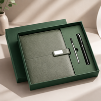 Carnet A5 personnalisable en similicuir avec couverture sans fil, stylo USB à reliure parfaite et ensemble de papier épais pour grossistes