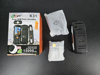 Téléphone portable Hope K31 avec lampe torche super grande de 2,4 pouces, quatre cartes SIM, batterie de 10 000 mAh, banque d'alimentation
