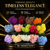 Buket Bunga Hydrangea Prancis Buatan Lima Tangkai dari Sutra, Dekorasi Pernikahan Buatan Tangan untuk Hotel, Rumah, dan Acara