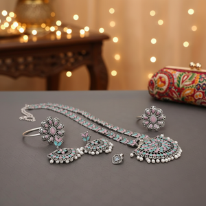 Oxidised Plated Fashion Jewelry Combo <b>Set</b> for Women Traditional Ethnic Necklace Earrings <b>Set</b> Party Wear Collection - Product Image 3