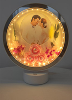 Lampe de table LED avec cadre miroir, cadre photo en plastique, cadre photo LED avec lampe, cadeau d'anniversaire, cadeau de mariage, cadre photo personnalisé