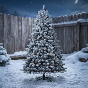 Árbol de Navidad Artificial Realista con Nieve, Preiluminado, con Luces LED Blancas Cálidas, Abundante Decoración de Piñas, Venta al Por Mayor, OEM, Personalizado - Product Image 1