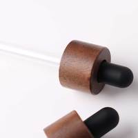 Flacon compte-gouttes en verre noir mat givré rond de 5 ml, 10 ml, 1 oz, 30 ml, 50 ml, 100 ml avec bouchon en bois de noyer et bambou