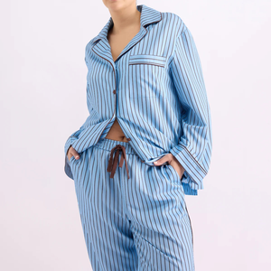 Pijamas de Viscosa Hongbo <span class=keywords><strong>para</strong></span> Mujer, Suaves, a Rayas, Conjunto de <span class=keywords><strong>Dos</strong></span> Piezas, Pijamas Personalizados <span class=keywords><strong>para</strong></span> un Sueño de Lujo, Ropa de Dormir <span class=keywords><strong>para</strong></span> Mujer - Product Image 1