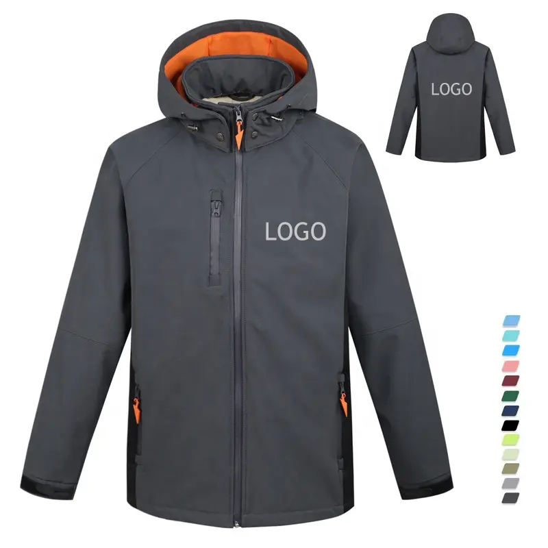 Abbigliamento da lavoro personalizzato con Logo uniforme da esterno impermeabile sport caldi invernali giacche Softshell da uomo con cappuccio a 3 strati