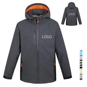 Vêtements de travail à logo personnalisé uniformes d'extérieur imperméables pour les sports d'hiver chauds à capuche 3 couches collées coupe-vent vestes Softshell pour hommes