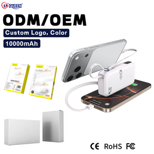 พาวเวอร์แบงค์สำหรับเดินทาง 10000mAh สายชาร์จในตัว เครื่องชาร์จโทรศัพท์แบบพกพา พอร์ต USB แบตเตอรี่สำรองสำหรับตั้งแคมป์ กิจกรรมกลางแจ้ง และกรณีฉุกเฉิน - Product Image 1