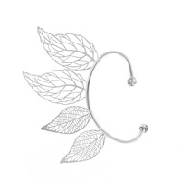 Mode européenne simple flash diamant ajouré feuille oreille crochet tide pas de piercing oreille clip oreille os clip boucle d'oreille accessoires