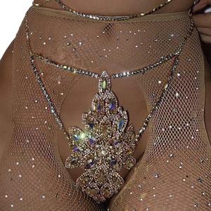 2025 New DS High-end Padrão Banhado A Ouro Corpo De Jóias De Luxo Boate Festa Sexy Brilhante Biquíni Terno Com Strass - Product Image 3