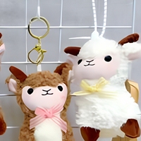 Jolie peluche mouton avec nœud papillon, pendentif, accessoire de sac, porte-clés, poupée alpaga