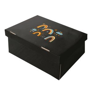 Boîte à chaussures noire avec image personnalisée pour l'organisation des chaussures - Product Image 1