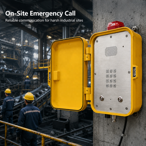 <span class=keywords><strong>Interphone</strong></span> mural d'urgence pour usine chimique avec balise d'avertissement, <span class=keywords><strong>téléphone</strong></span> antidéflagrant et étanche en alliage d'aluminium - Product Image 4