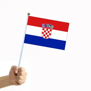 Fabriek Polyester Handvlaggen Voetbalsportfans Vlaggen Aanpasbare Kroatische Campagne Handvlag Gehouden