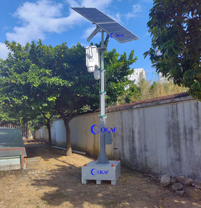 CCTV Camera Tower Solar Powered Construction Surveillance Trailer With 2 Speaker LED Light and Telescoping Mast OKTRAILER-PRO2 O - Product Image 5