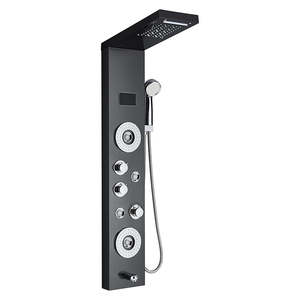 Panel de Ducha de Lluvia Negro Moderno con Masaje, Panel de Ducha Inteligente de Acero Inoxidable con Cabezal de Ducha LED - Product Image 1