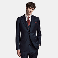 Veste de Costume Formelle Haut de Gamme Légère en Laine 100% Demi-Toile 0,7 cm à Col Cranté et Simple Boutonnage pour Homme