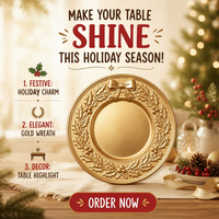 Assiettes de présentation dorées Woju Festive de 13 pouces, en plastique électroplaqué, avec bordure en nœud de houx, pour la décoration de table de Noël