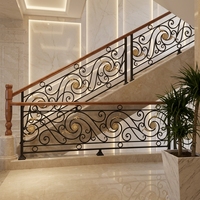 Garde-corps et rampes d'escalier en fer forgé artistique avec main courante, montage mural, résistant à la rouille, design traditionnel pour usage intérieur