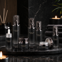 Bouteilles et pots en verre cylindriques transparents à bords côtelés, personnalisables, multicolores, pour emballages de soins de la peau, 30g, 50g, 30ml, 50ml, 100ml, 120ml
