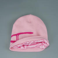 Bonnet Personnalisé en Tricot Jacquard Réversible sans Revers Doublé Satin Hiver Style Y2K