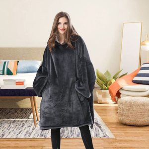 Women's Oversized Sherpa Lined Woven Eco-Friendly Anti-Pilling <strong>Cosy</strong> Sweatshirt <strong>Hoodie</strong> Adult Hooded <strong>Blanket</strong> - Product Image 5