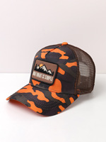 Gorra de béisbol de malla acrílica de 6 paneles con etiqueta impresa, estilo europeo-americano, para exteriores, pesca, protección solar, unisex, para parejas
