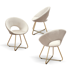 Iris <b>Chair</b> Set Of 2 Dove Grey <b>Velvet</b> Metal Base Indoor <b>Dining</b> <b>Chairs</b> - Product Image 4