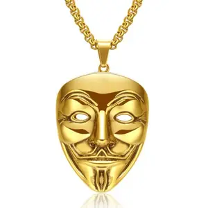 Domine ering Edelstahl Heavy Movie Merchandise Halskette Punk Vendetta Maske Anhänger Halskette für Männer