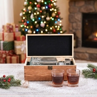Coffret cadeau de whisky haut de gamme, boîte en bois gravée sur mesure pour décanteur et 2 verres, accessoires de rangement de luxe pour spiritueux