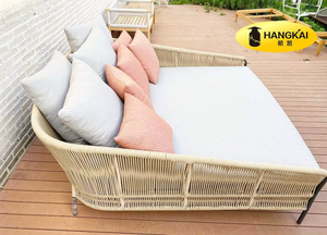 Élégant confort en aluminium corde tissage Patio jardin carré extérieur lit <span class=keywords><strong>de</strong></span> jour côté piscine <span class=keywords><strong>double</strong></span> chaise longue utilisée pour la plage - Product Image 5