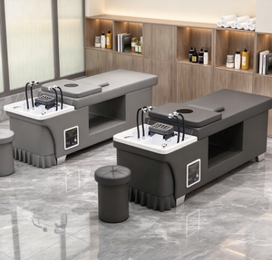 Fauteuil de lavage électrique pour salon de coiffure avec bac intégré, table de massage et chaise de traitement rembourrée pour institut de beauté et spa - Product Image 1