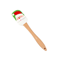 Spatule en silicone de Noël avec manche en bois, outil de cuisson résistant à la chaleur pour mélanger la crème et la pâte à gâteau