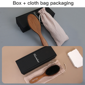 Custom logo Wooden Hair <strong>Brush</strong> With Wide Tooth Nylon Mix Boar Bristle Hair <strong>Detangling</strong> Comb Scalp Massager <strong>Brush</strong> - Product Image 6