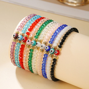 กำไลข้อมือลายตาปีศาจ ลูกปัดปรับขนาดได้ ซ้อนกันได้ เครื่องประดับผู้หญิง ลูกปัดตาสีฟ้า เครื่องประดับแฟชั่น ผลิตจากเมืองอี้หวู่ - Product Image 2