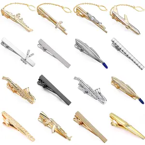 Silver Metal Men Tie Bar Clips MenのGenderとCuff LinksまたはTie Clips Jewelry Type Tie Bar