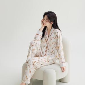 Nuovo <span class=keywords><strong>Pigiama</strong></span> Premaman in 100% <span class=keywords><strong>Cotone</strong></span> <span class=keywords><strong>Interlock</strong></span> per l'Autunno |   Stile floreale country, carino, regolabile, abbigliamento per l'allattamento domestico - Product Image 2