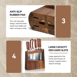 Support de couteau en bois professionnel Bloc de <span class=keywords><strong>couteaux</strong></span> en bois d'acacia <span class=keywords><strong>Porte</strong></span>-<span class=keywords><strong>couteaux</strong></span> de cuisine avec aiguiseur - Product Image 5