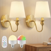 Ensemble de lampes murales LED rechargeables 3600 mAh, dorées, à intensité variable, 12 couleurs, télécommande, alimentées par batterie, pour chambre à coucher, salon, couloir