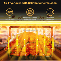 Four à Air Chaud Électrique Numérique en Acier Inoxydable Sans Huile avec Écran Tactile 12L 14L 20L 23L 26L 28L 30L