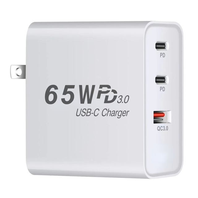 65W GAN Charger Fast Charging Universal Adapter Dual Type-C Ports PD3.0 QC3.0 5V/3A EU/US/UK/AU Wall Plug Mobile Phone Charger