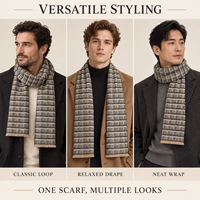 Écharpe tricotée haut de gamme en laine et viscose respirante pour homme, châle à carreaux polyvalent, cadeau pour petit ami