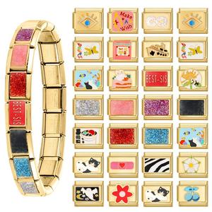 Bracciale a <span class=keywords><strong>Charm</strong></span> Componibile Italiano di Alta Qualità in Acciaio Inossidabile Placcato Oro Moduli per Catena Bracciale e Collana Fai da Te - Product Image 4