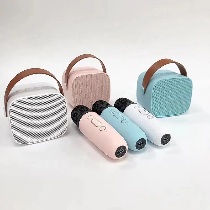 Portabel BARU Mini 2 In 1 Bluetooth 5.0 Speaker Karaoke Mikrofon Sistem Speaker Stereo dengan Mikrofon Mendukung Kartu TF