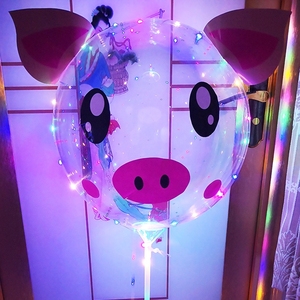 Thắp sáng Helium Inflatable Pig tay cổ vũ phân hủy sinh học nhựa trong suốt LED Bobo bóng ánh sáng <span class=keywords><strong>Stick</strong></span> cho Đảng trang trí - Product Image 2