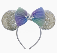 Nouveaux enfants et adultes Style flocon de neige 5 pouces paillettes arc et oreilles de souris Festival bandeau accessoires
