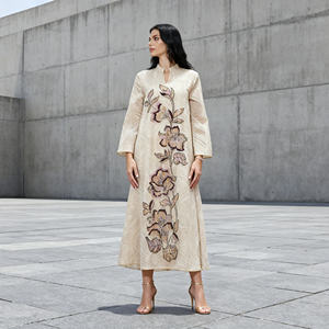 Vestido Abaya Elegante de Poliéster con Bordado Personalizado de Primera Calidad para Mujeres Musulmanas, para Fiestas y Eventos Nocturnos - Product Image 3