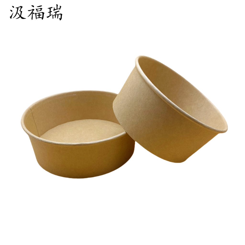 Kraft Paper Eco-friendly Disposable Waterproof Salad Bowl with Customizable Design for Snack and Food Service